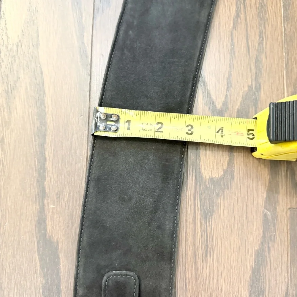 Costume National Grey Double Buckle Wide Suede Belt Size 44